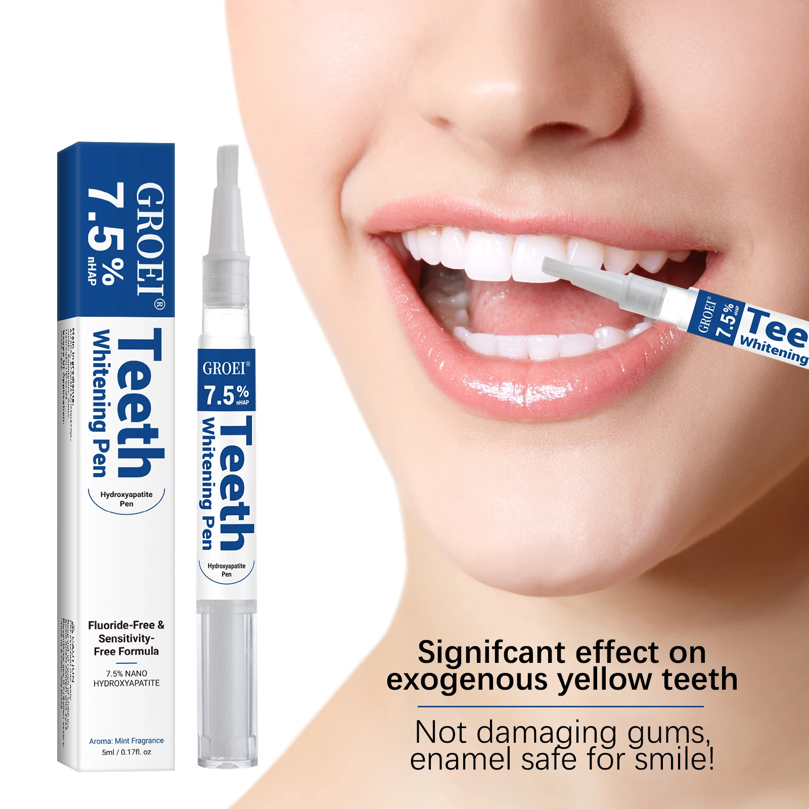 Teeth Whitening Q&M - Hydroxyapatite Zahnaufhellungsstift, schillernder weißer Fleckenentferner, Gelstift,
