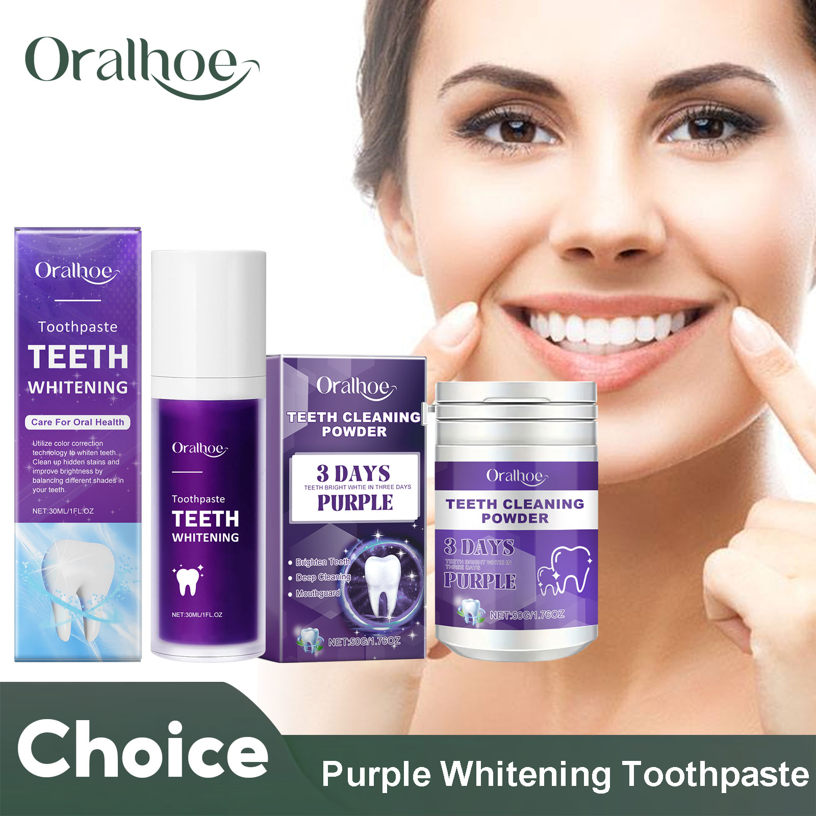 Teeth Whitening App - Lila Korrektor Zahnaufhellung Zahnpasta Tiefenreinigung Zähne