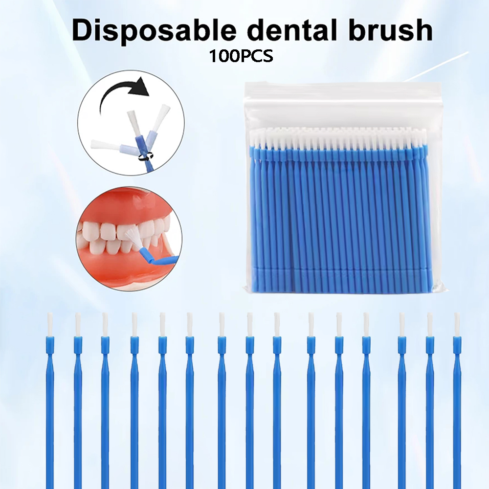 Teeth Whitening Products - 100 Stück Zahnärztliche Einweg-Mikrobürsten-Applikatoren, Biegbare Langstiel-Bürsten