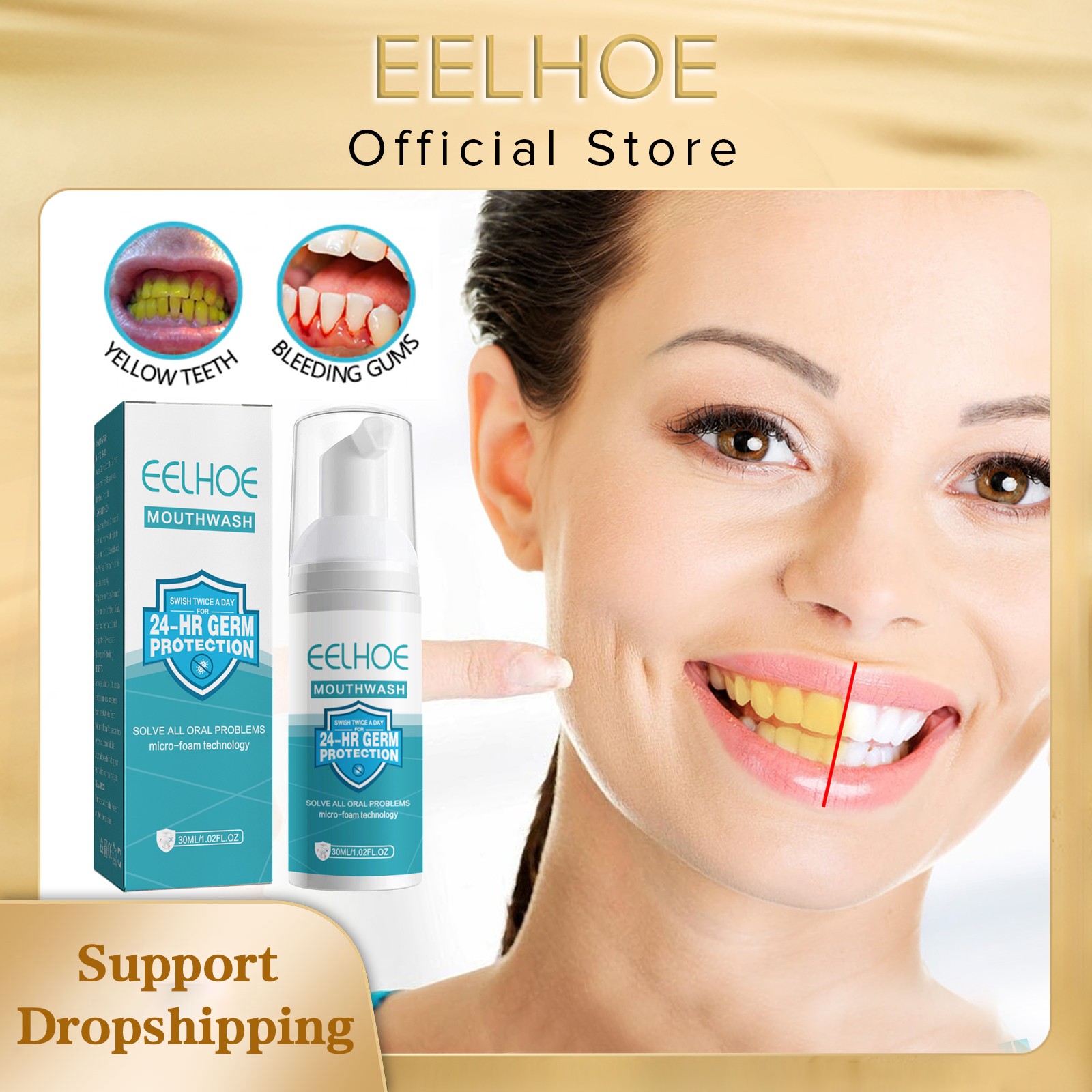 Teeth Whitening Mousse - EELHOE Zahnaufhellung, Reinigungsmousse, Zähne, Flecken entfernen,
