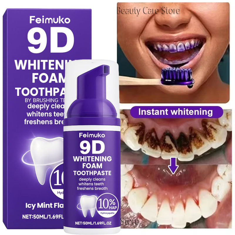 Teeth Whitening Mousse - 9D Lila Zahnaufhellungs-Zahnpasta Mousse Intensiver Fleckenentferner