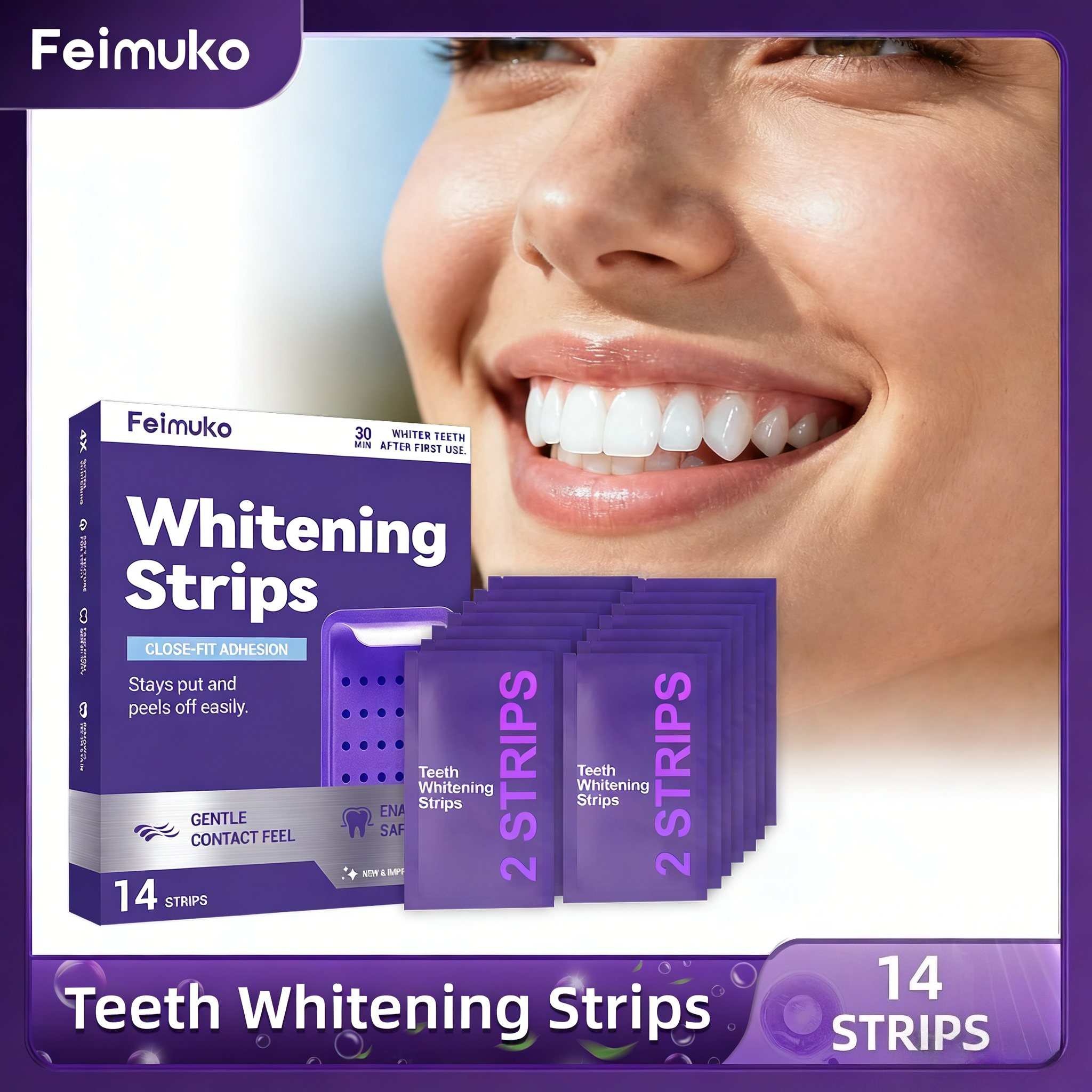 Teeth Whitening Gel Refills - Lila Zahnaufhellungsstreifen Mundreinigungsgel zur Entfernung von