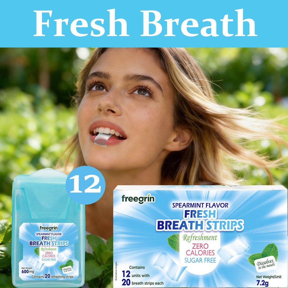 Teeth Whitening In Office - FREEGRIN Spearmint-Geschmack Frische-Atem-Streifen Tragbare Streifen für
