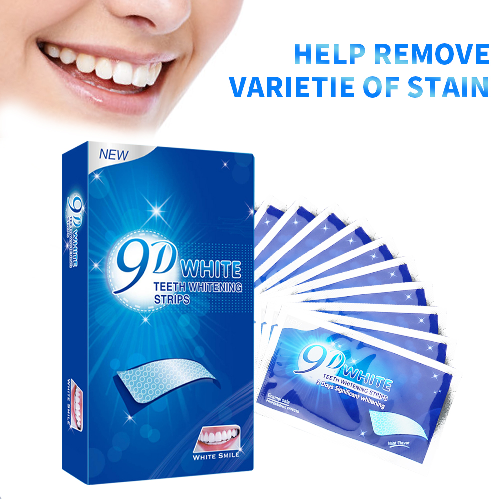 Teeth Whitening In Office - 9D Weißer Peroxidfreier Zahnaufhellungsstreifen Flecken entfernen