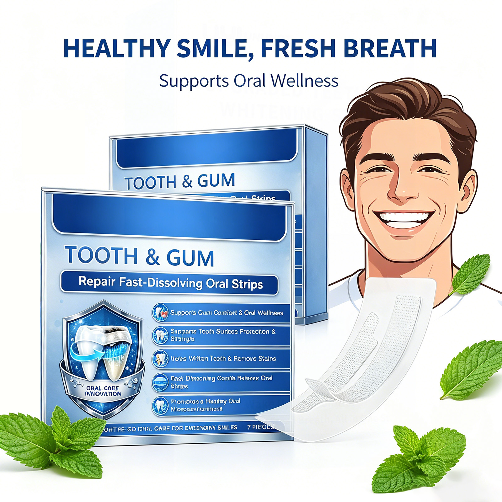 Teeth Whitening Promotion - 7 Stück Zahn- und Zahnfleisch-Reparaturstreifen, Schnell
