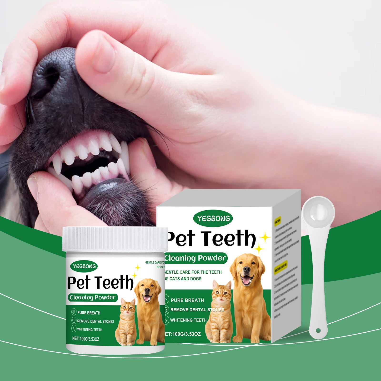 Teeth Whitening Q&M - Haustier-Zähne-Reinigungspulver, reduziert Zahnbelag, beseitigt Mundgerüche, aufhellende