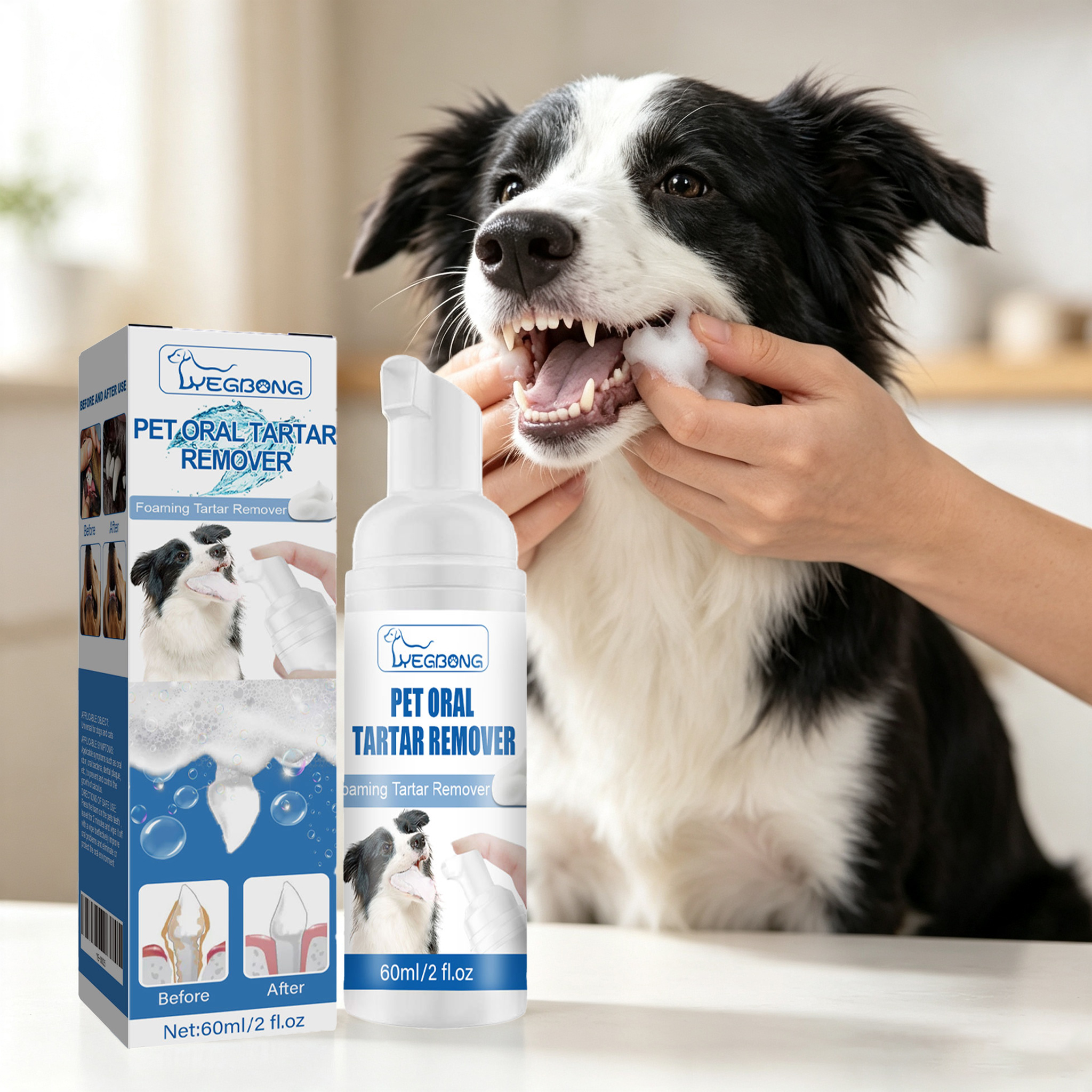 Teeth Whitening Promotion - 60ML Haustier-Zahnfleckenentferner Reichhaltige Schaumbildung Weichmacht Plaque