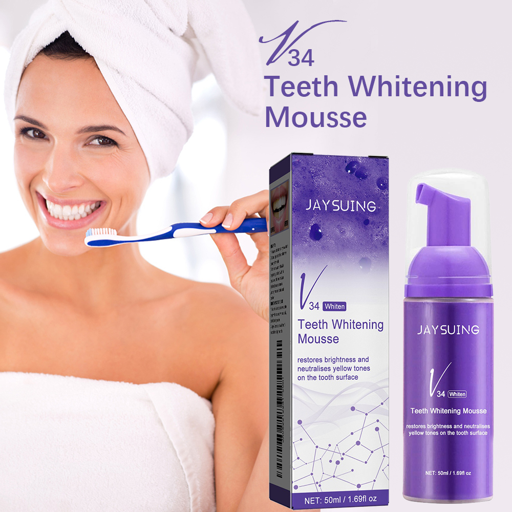 Teeth Whitening Mousse - V34 Mousse Zahnreinigungs-Zahnpasta, wirksame aufhellende Zahnentfernung,