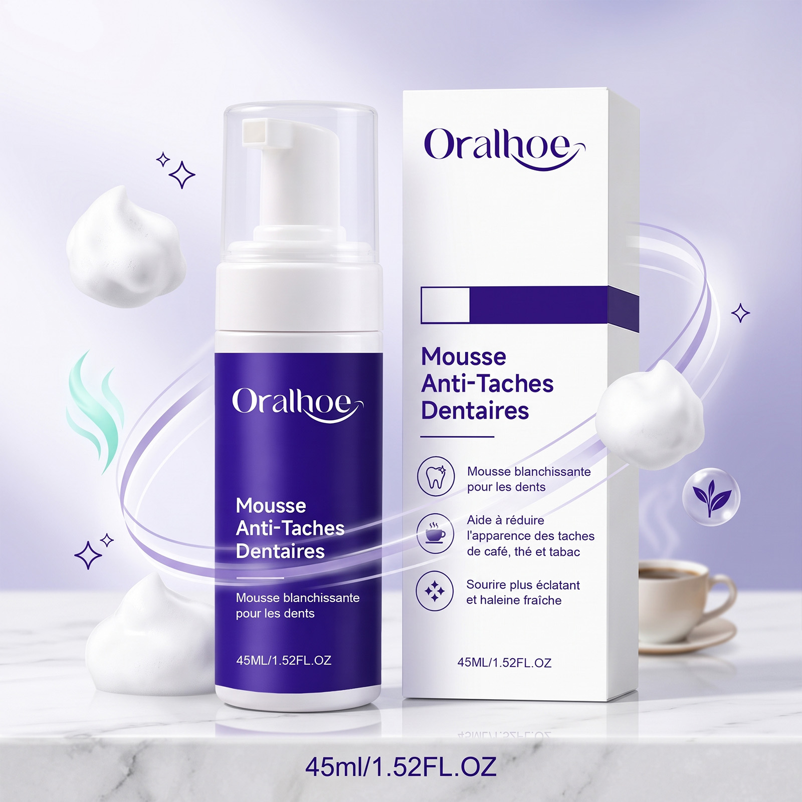 Teeth Whitening Best - Lila Zahnpasta-Mousse-Schaum Sanfte Aufhellung Frischer Atem